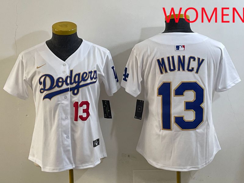 Women Los Angeles Dodgers #13 Muncy White Gold Game 2025 Nike MLB Jersey style 9